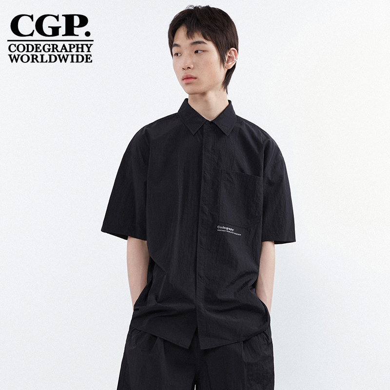 CODEGRAPHY韩国CGP夏季男女同款宽松休闲短袖衬衫上衣CBDUUSH010