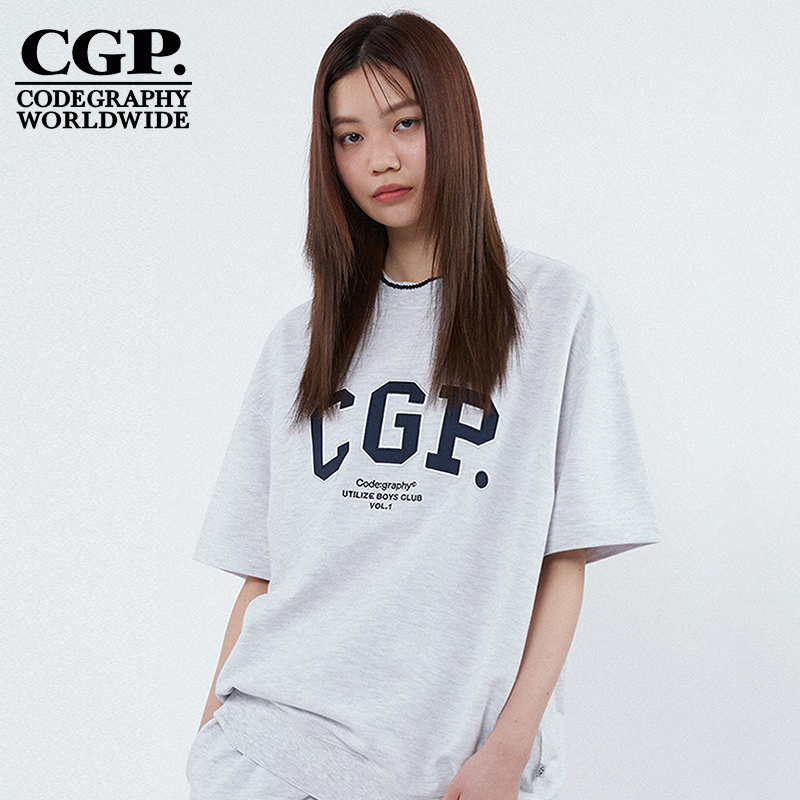 CODEGRAPHY韩国夏季男女同款短袖logo印花T恤衫运动风CBDUUTS001