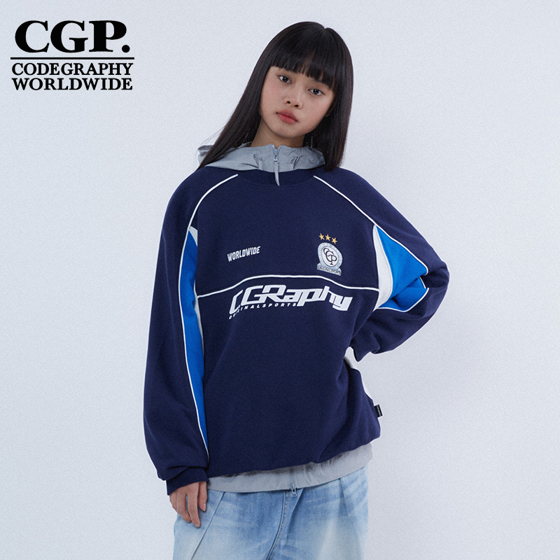 CODEGRAPHY 2024春季新款男女同款拼色运动风卫衣CBDSUTL553