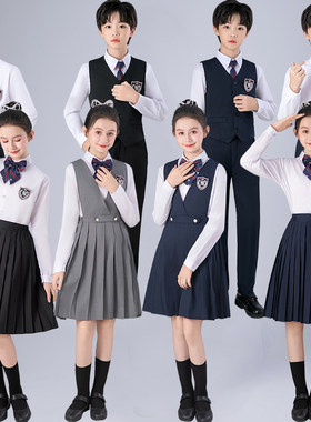 中小学生合唱英伦风校服白色衬衣
