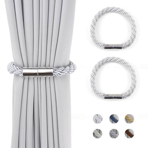 厂家窗帘绑带磁铁扣 免打孔安装简约牛筋窗帘磁铁扣麻绳扣