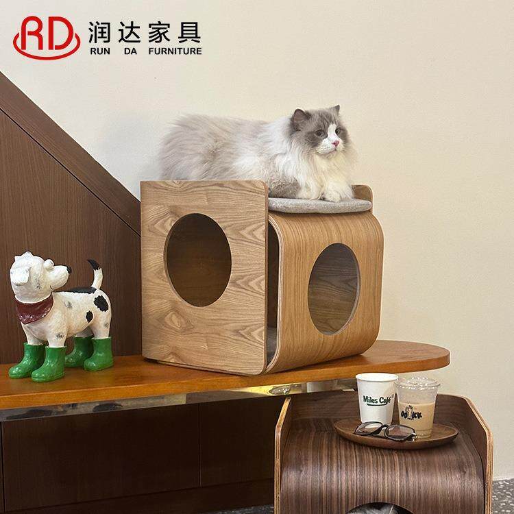 实木猫窝茶几简约通用可拆洗人宠共用宠物猫窝狗窝组合储物床头柜