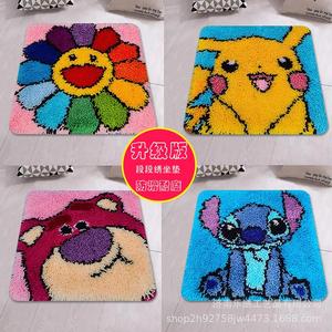 新款段段绣椅垫毛线绣坐垫手工DIY材料包地毯绣车座垫沙发垫彩印