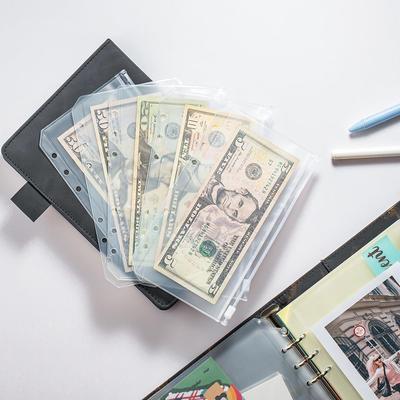跨境现金预算活页袋PVC透明袋A6手帐本A5收纳文件袋资料袋拉链袋