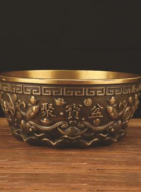 铜聚宝盆摆件黄铜加厚聚宝盆家居办公开业礼品工艺品厂家