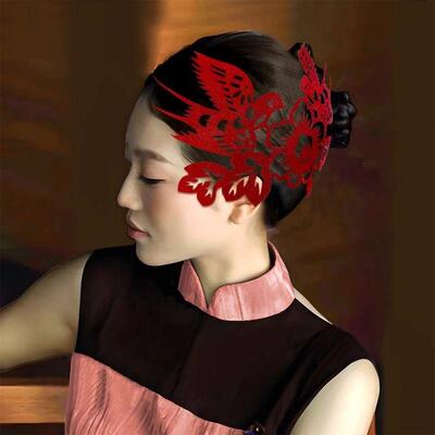 剪纸新娘头饰晚礼仙仙的