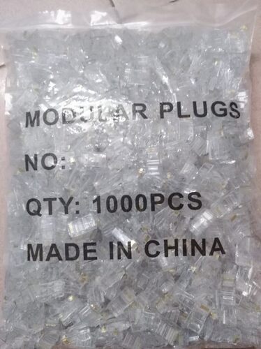超五类水晶头8芯网线RJ45COB网络六类水晶头 0.35铜片1000个袋装