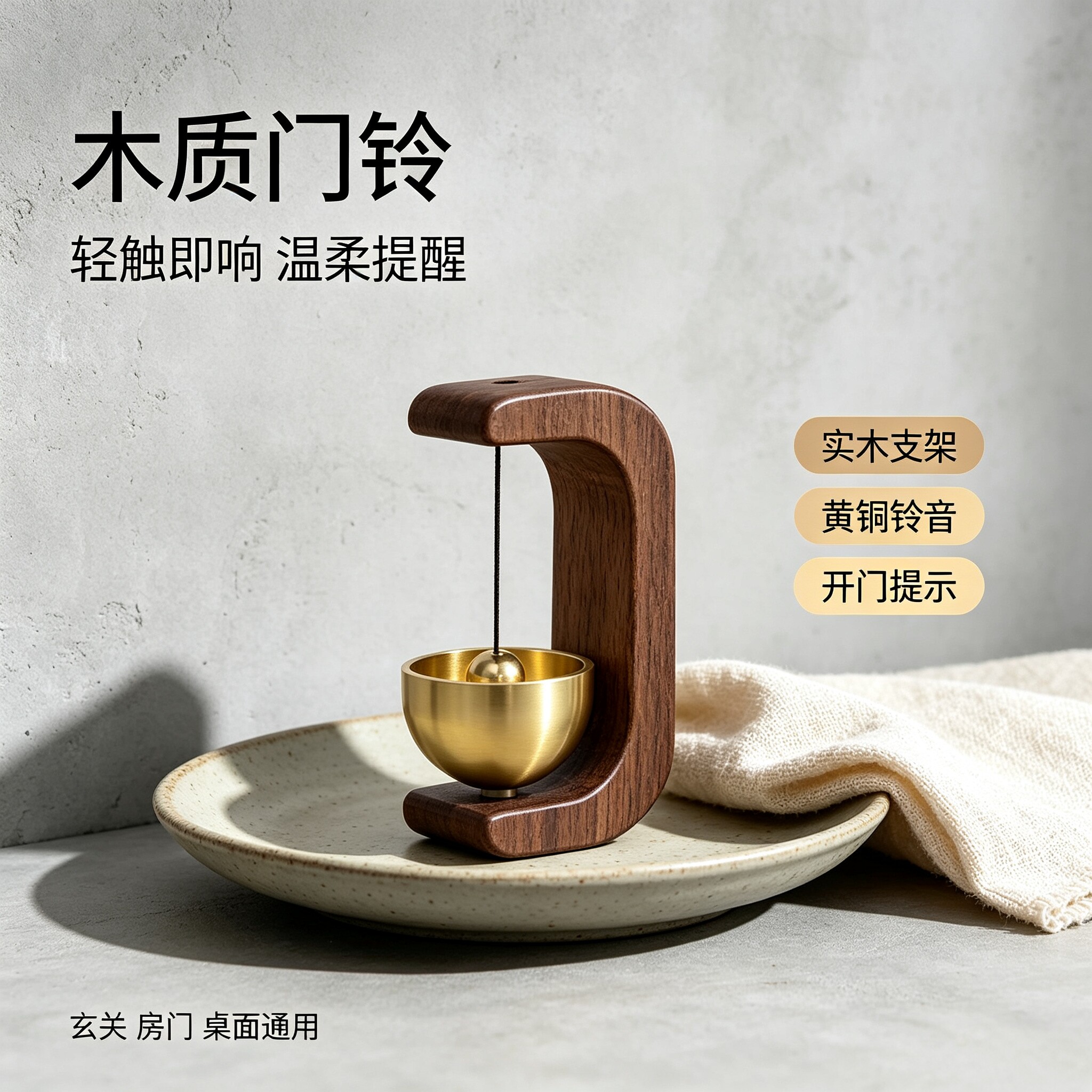 吸门式磁吸木质进门风铃新中式