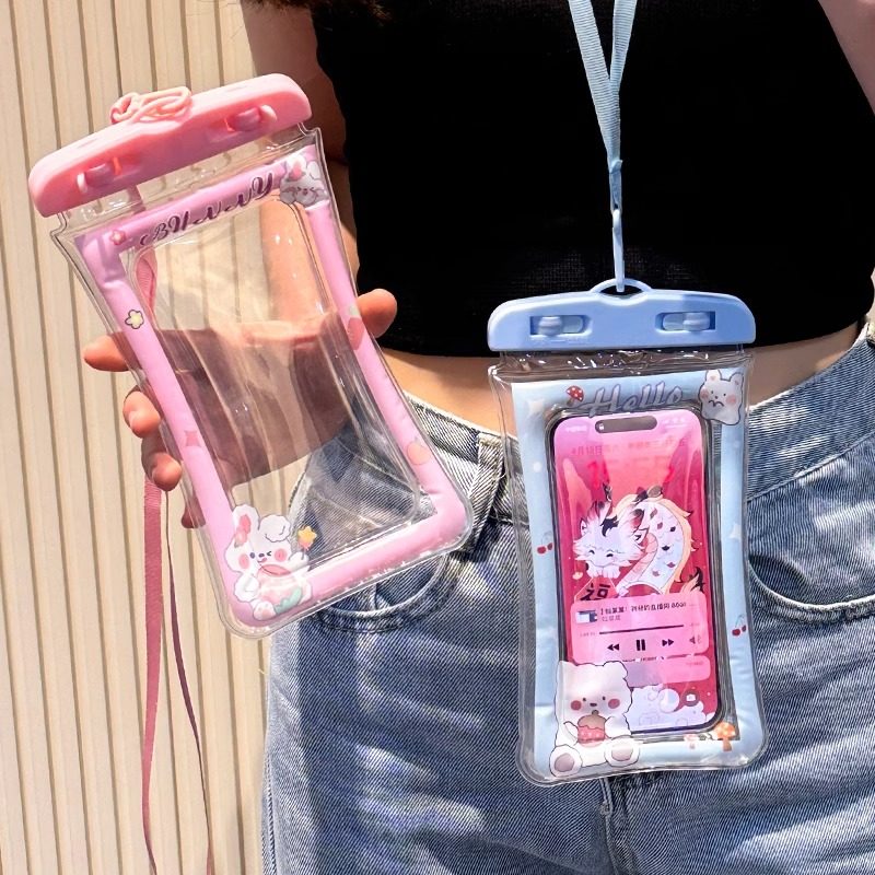 可愛氣囊手機防水袋可觸屏游泳