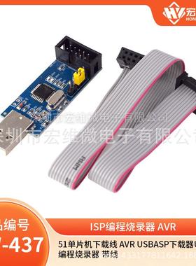 51单片机下载线 avr USBasp下载器USB ISP编程烧录器 带线