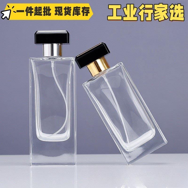 香水分装瓶100ml透明卡口玻璃空瓶长方形香薰瓶子套装玻璃香水瓶