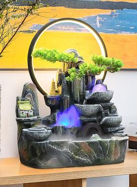 流水生财风水轮桌面假山喷泉循环水景摆件风水球招财乔迁开业礼品