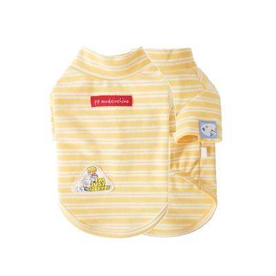 PalettePet秋冬宠物服装猫咪狗狗网红黄白条纹贴布短袖德绒打底衫