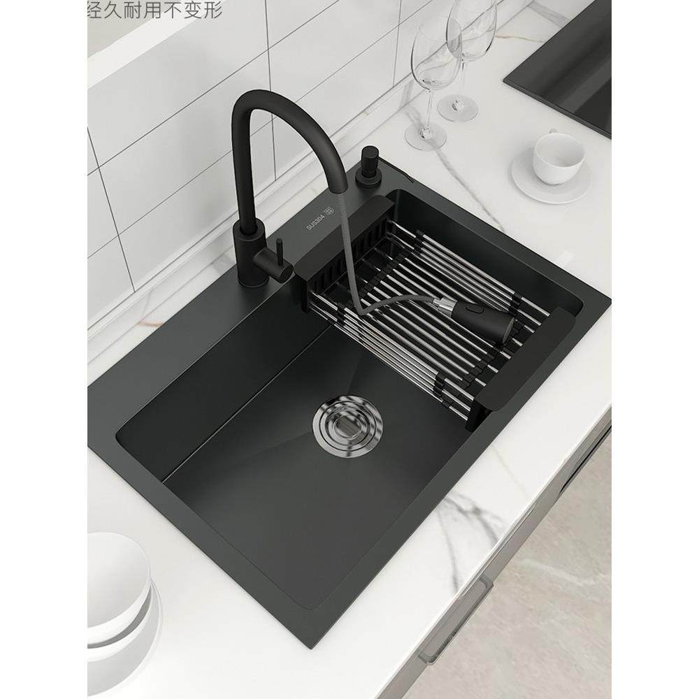 新品黑色纳米水槽单槽 304不锈钢厨房台下洗菜盆家用手工盆洗碗池,家装主材,水槽套餐,淘宝优惠券,粉丝福利购,淘宝优惠卷