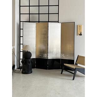 2025年新款银箔屏风办公室卧室新中式玄关柜折叠移动隔断客厅定制