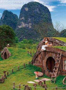 网红霍比特小屋装饰摆件户外园林景区农场拍照打卡背景墙景观小品