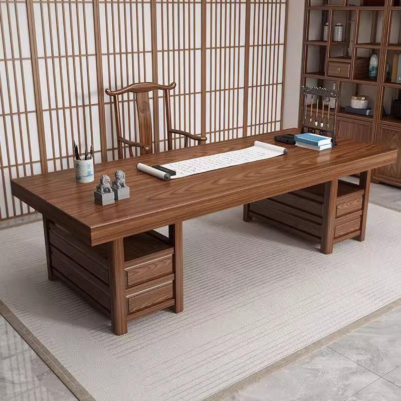 新中式实木书桌椅组合家用办公室写字台画案书法书画国学桌原木