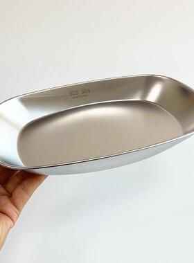 TTANG304不锈钢长方形盘子早餐户外水果甜品小吃备菜家用平底托盘