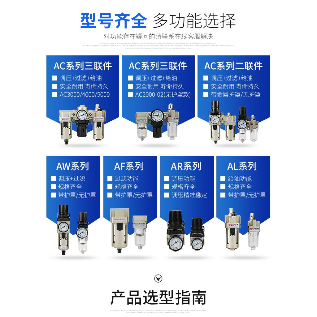 气动气源处理器二联件AC2010-02油水分离器AR调压阀AW234000包邮