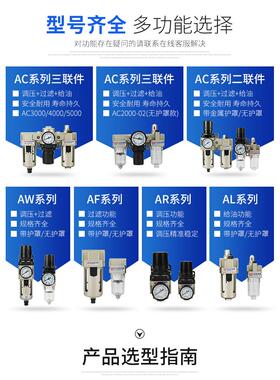 气动气源处理器二联件AC2010-02油水分离器AR调压阀AW234000包邮