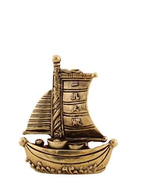 创意黄铜覆古一帆风顺帆船工艺品居家装饰办公室桌面茶宠装饰摆件