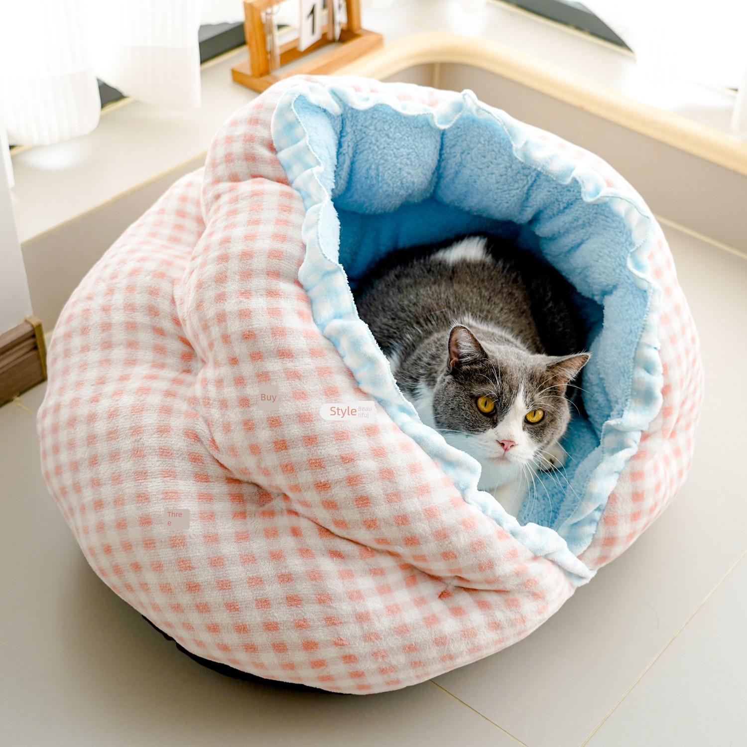 360°全包裹猫窝冬季保暖宠物半封闭狗窝加厚狗窝小型犬深度睡眠