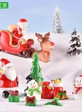 新款圣诞节老人雪人装饰品配件微景观圣诞袜子礼物铃铛树脂小摆件