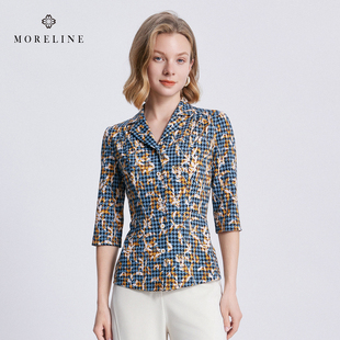沐兰商场同款独特漂亮印花衬衫女2026年夏季新款法式小资小上衣