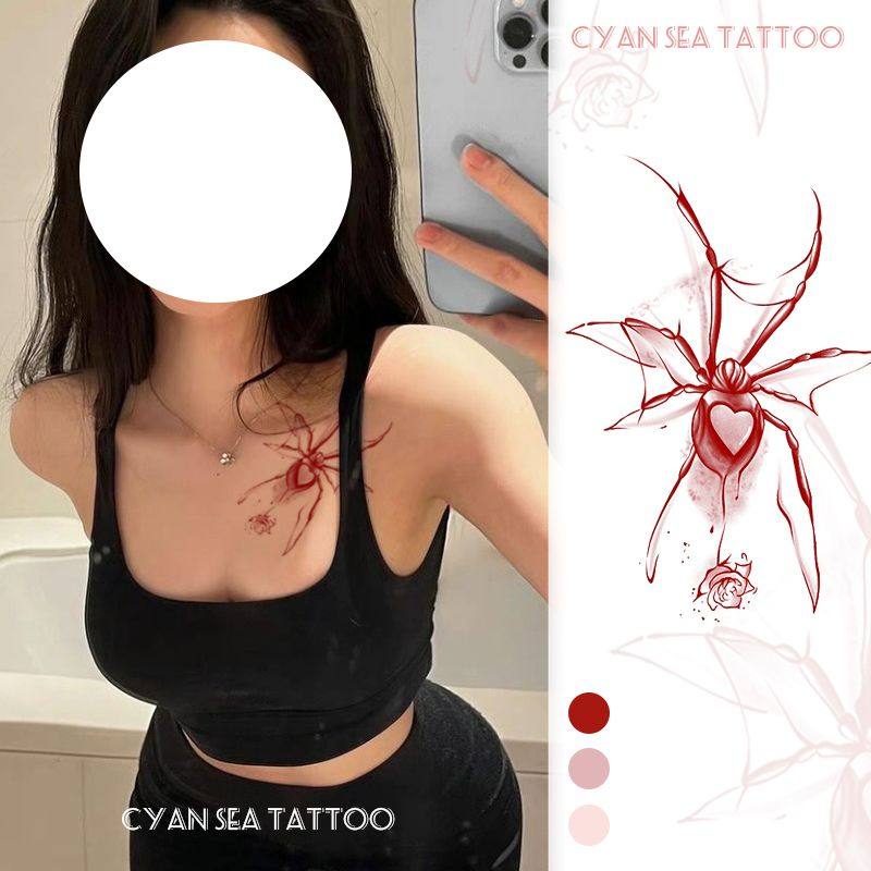 血色编织 彩色纹身贴ins暗黑小众锁骨手臂腰部防汗可水洗爆款网红