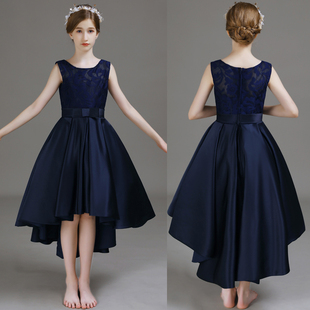 女童模特走秀主持人钢琴演出晚礼服儿童生日晚宴会前短后长公主裙