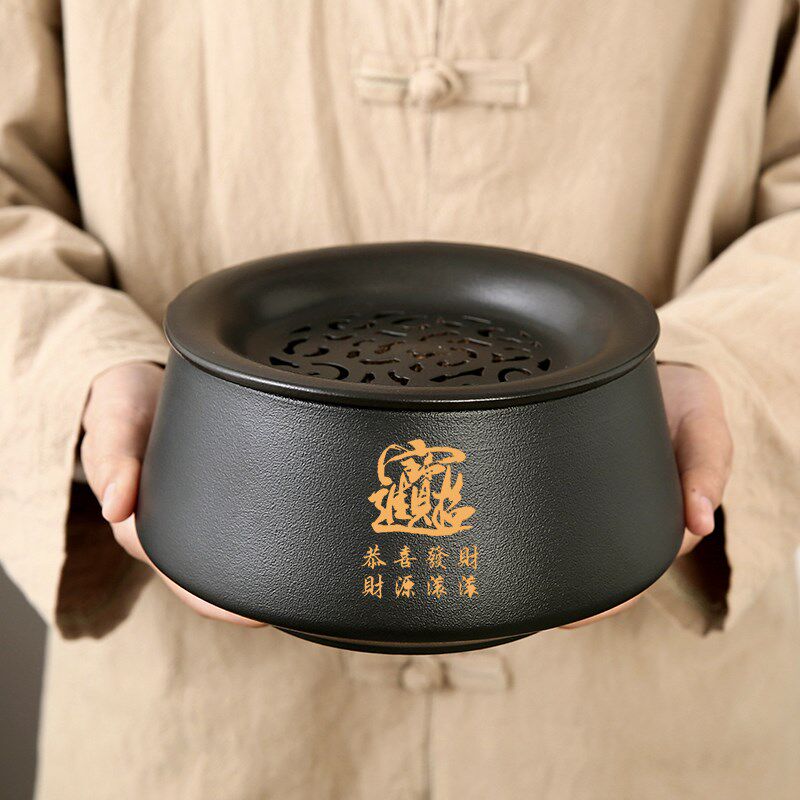 陶瓷茶渣缸茶洗带盖配p件茶杯收纳碗功夫茶具大水孟废水桶家用建