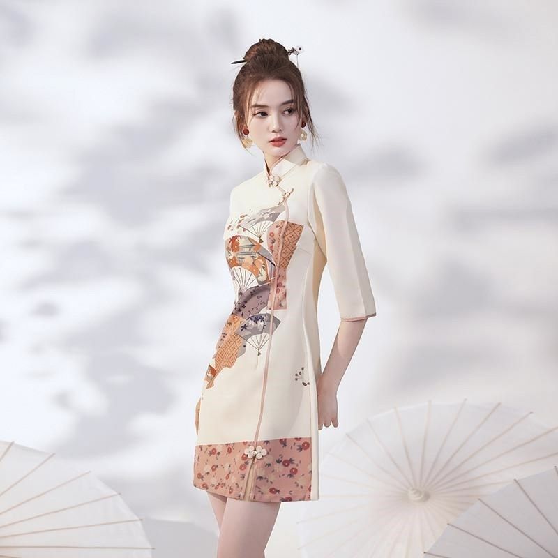 2024春秋年轻款改良旗袍连衣裙小个子短款中国风复古少女连衣裙