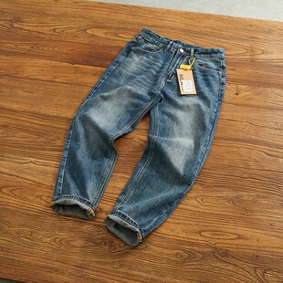 浅蓝色普洗百搭万金油款直筒微锥形牛仔裤男美式复古简约牛仔长裤