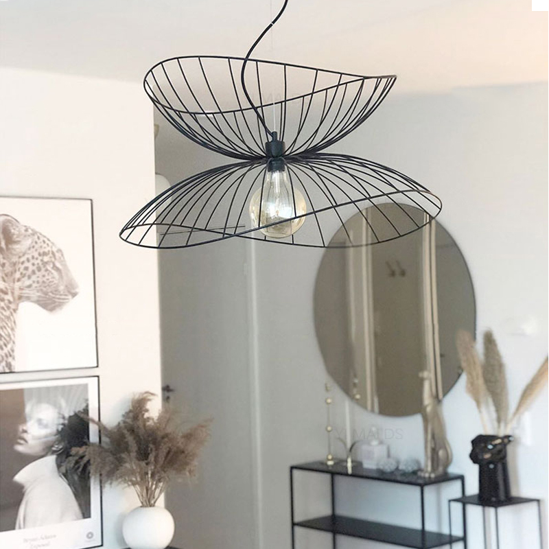 北欧铁艺帽子吊灯现代简约网红阳台餐厅灯创意个性吧台草帽灯具