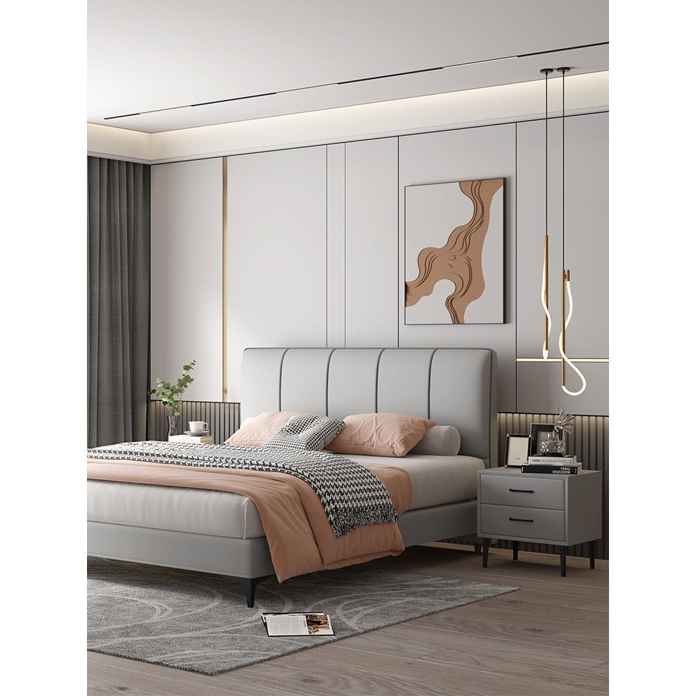 A5L2023新款科技布床头板软包单买实木现代靠背板榻榻米落地