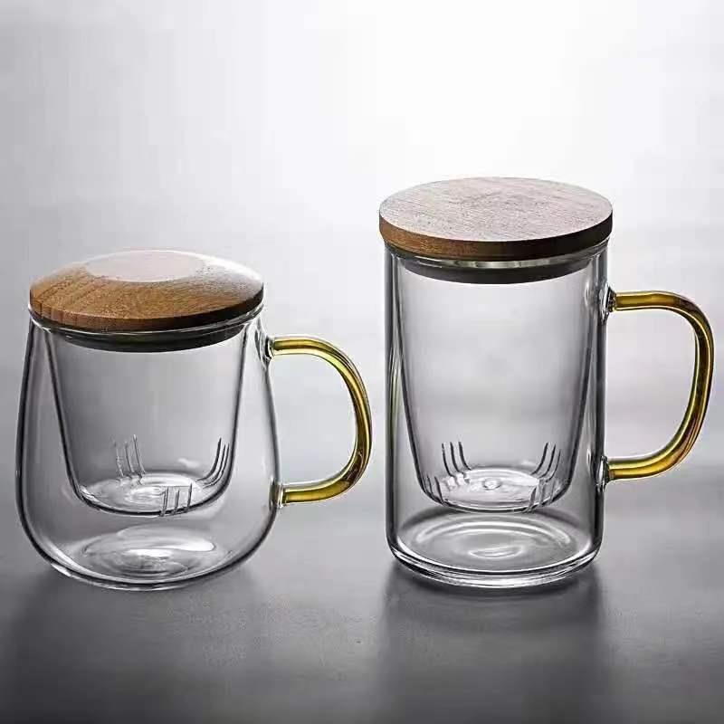 高硼硅耐热玻璃杯茶杯茶道杯泡茶杯茶水分离过滤杯子办公杯喝茶杯