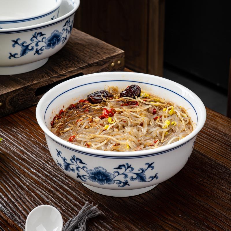 陶瓷碗 釉下青花瓷直口碗大汤面碗中式餐具 酒店例汤碗米线碗