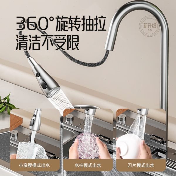 瀑布厨房水槽大单槽家用304不锈钢洗菜盆手工洗碗槽洗碗池台下盆