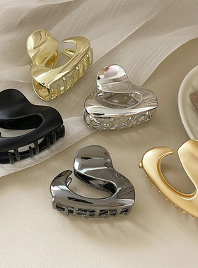 日本HIRF同款不规则金属色抓夹女氛围感高马尾发夹时尚盘发鲨鱼