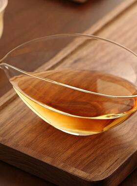 创意透明玻璃扁舟公道杯高硼硅玻璃茶海分茶器家用大号功夫泡茶杯