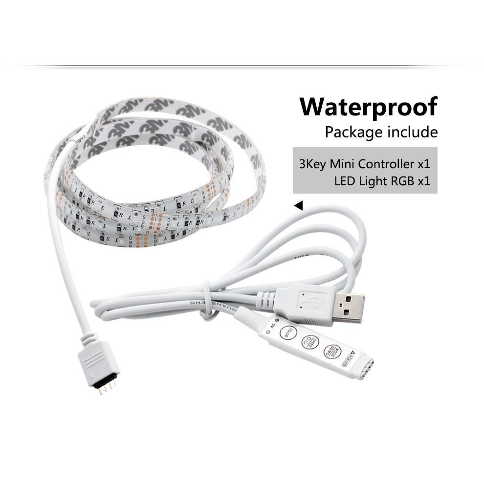 5V USB LED 灯带2835 RGB 白光 暖白 1米 2米套装 低压灯条