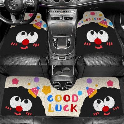 卡通汽车丝圈脚垫车内简约易打理汽车垫子可爱耐脏耐磨可裁剪脚垫