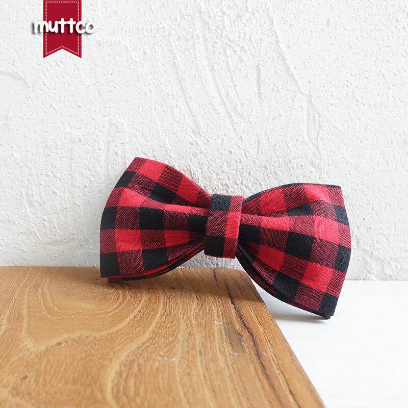MUTTCO创意手工狗狗蝴蝶结 格子饰品项圈领结外贸UBT-074