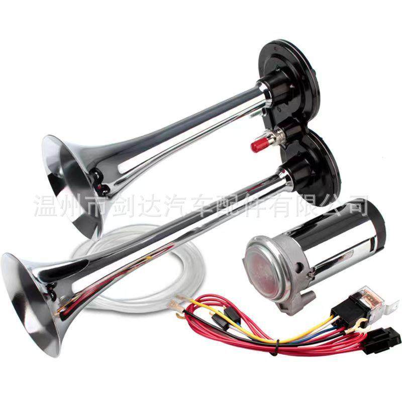 双管锌合金气泵气喇叭带压缩机空气喇叭150DB货车喇叭大功率汽笛
