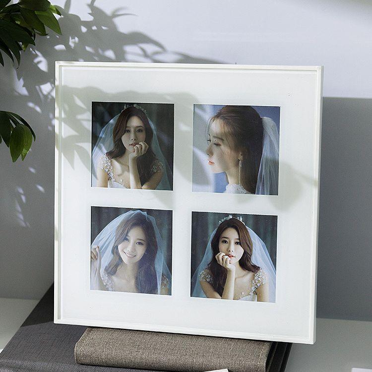 白色水晶全套玻璃环保相框摆台塑料方形拼图照片画框环保材质