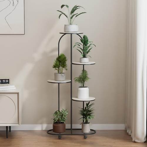 简约奶油风客厅现代室内盆景装饰架北欧铁艺花架可移动多层置物展