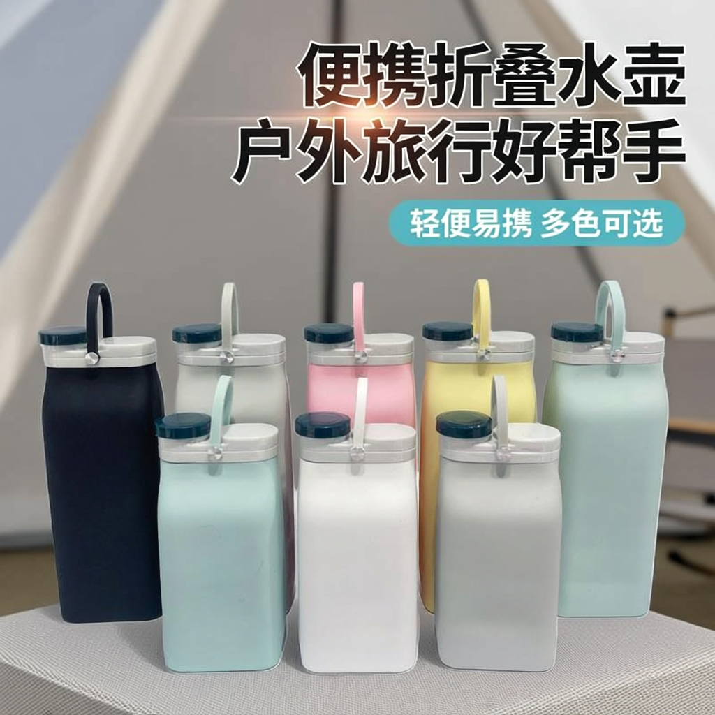 食品级旅行硅胶折叠吸管水杯