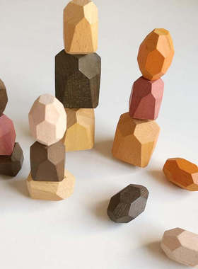 叠叠乐益智玩具马卡龙摆件礼物ins北欧彩色石头积木儿童叠石实木