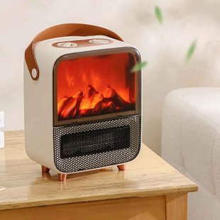 仿真火焰暖风机办公室小型取暖器石墨烯复古壁炉家用室内冬天神器