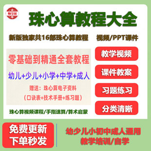 珠心算视频教程课件ppt手指速算心脑快算幼儿童小学数学教学课程